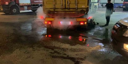 Lastik sebebiyle yanan tırı 10 kilometre sürüp itfaiyeye yetiştirdi