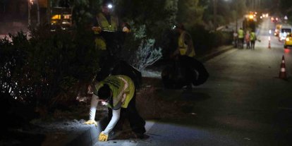 150 kişilik ekiple Emin Anter Bulvarı’nda gece mesaisi