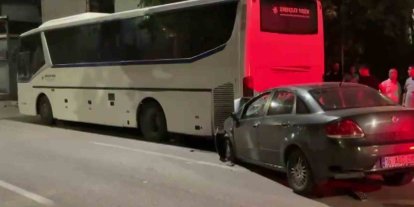 Alkollü sürücü önce duvara sonra otobüse çarptı: 2 ağır yaralı