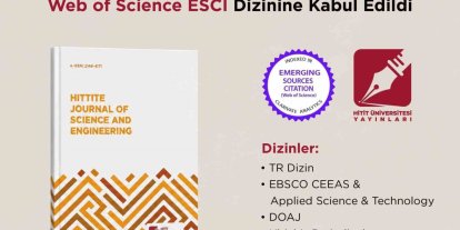 Hittite Journal of Science and Engineering, Web of Science ESCI dizinine kabul edildi