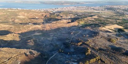 Çanakkale’deki yangında yanan alanlar dron ile görüntülendi