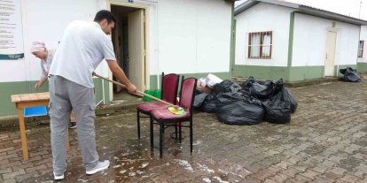 Mevsimlik fındık işçilerinin kalacağı geçici konaklama merkezinde hazırlıklar başladı
