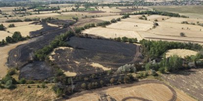 Erzincan’daki yangının bilançosu drone ile görüntülendi