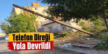 Kars Yeni Mahalle’de Devrilen Telefon Direği Tehlike Saçıyor