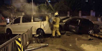 Sultanbeyli’de kaza yapan otomobil alev aldı: Sürücü ve araç sahipleri arasında tartışma çıktı