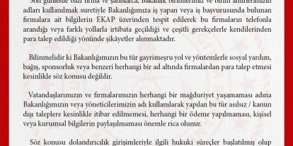 MEB: "Bakanlığımızın sosyal yardım veya bağış adı altında firmalardan para talep etmesi söz konusu değildir"
