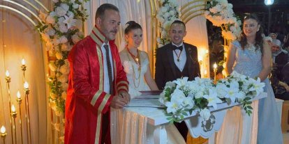 Çan’da muhtar baba, oğlunun nikahını kıydı
