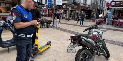 Ordu’da zabıta ekiplerinden kapalı caddelerde motosiklet ve bisiklet denetimi