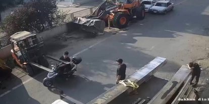 Tekirdağ’da pes dedirten kaza: Motosikletli forkliftin demir ayaklarına çarptı