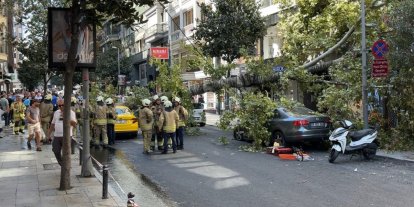 Nişantaşı’nda çınar ağacı iki aracın üzerine devrildi