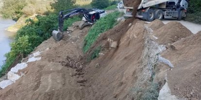 Dokuzdeğirmen köyünde heyelan çalışması
