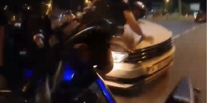 Tekirdağ’da kaza anı kask kamerasında