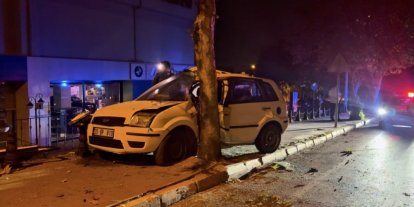 Kontrolden çıkan otomobil ağaca çarparak durabildi: 1 yaralı