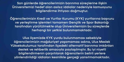 BARÜ’den öğrencilerin barınma konusunda açıklama