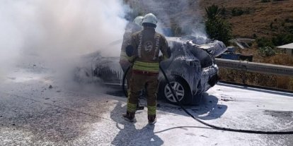 Belen’de otomobil alevlere teslim oldu