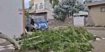 Siverek’te etkili olan fırtına, tarlada çalışan işçilere zor anlar yaşattı