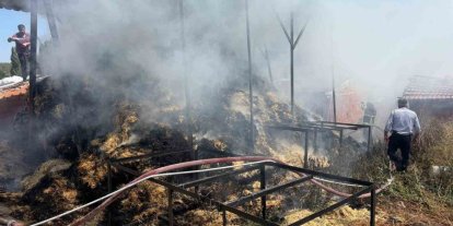 Bilecik’te iki köyde çıkan yangında çok miktarda saman balyası yandı