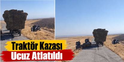 Digor’da Kum Yüklü Traktör Devrildi