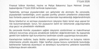 Finansal İstikrar Komitesi: "Borsa İstanbul’un ve sermaye piyasalarımızın işleyişine ilişkin yapısal bir risk bulunmamaktadır"
