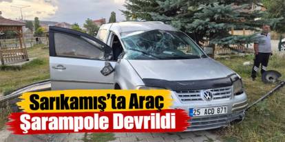 Sarıkamış’ta hafif ticari araç şarampole devrildi: 2 yaralı