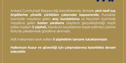 Ankara Emniyet’inden yeni nesil suç örgütlerine operasyon: 5 kişi tutuklandı