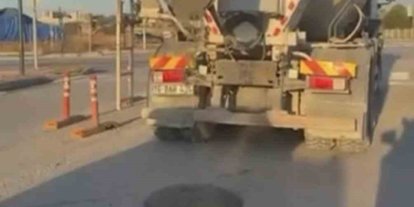 Bursa’da yola beton döken mikser sürücüsüne tepki