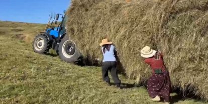 Ardahan’da kışlık yem telaşı: Çiftçiler zorlu şartlara rağmen hasada devam ediyor