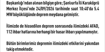 Elazığ Valiliği: "Herhangi bir hasar ihbarı yapılmamıştır"