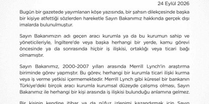 Hazine ve Maliye Bakanlığından Bakan Şimşek hakkındaki iddialara yalanlama