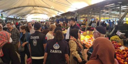 Zabıta ekiplerinden halk pazarında sıkı denetim