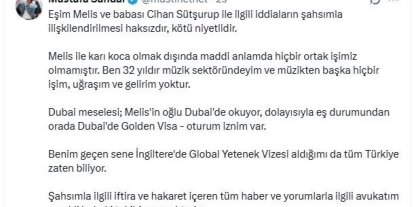 Mustafa Sandal: "Melis ile karı koca olmak dışında maddi anlamda hiçbir ortak işimiz olmamıştır"
