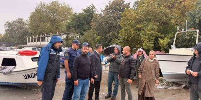 Fırtına sonrası balıkçı barınağında hasar incelemesi