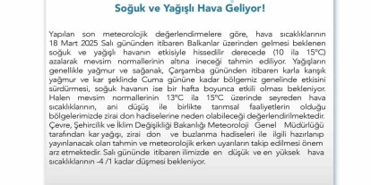 Eskişehir Valiliği’nden meteoroloji uyarı