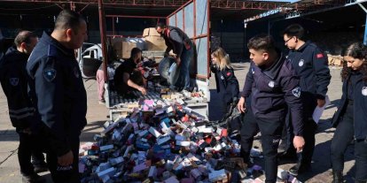 Antalya’da ele geçirilen 2 bin adet sahte parfüm imha edildi
