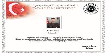 Irak’ın kuzeyinde Pençe Operasyon bölgesinde mayına basarak yaralanan asker şehit oldu