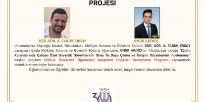 Köyceğiz Meslek Yüksek Okulu öğrencisinin projesi desteklenmeye değer bulundu