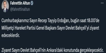 Cumhurbaşkanı Erdoğan, MHP lideri Bahçeli’yi ziyaret edecek