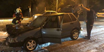 Ayvalık’ta araç yangını korkuttu