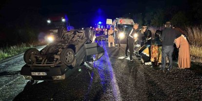 Kontrolden çıkan otomobil takla atıp ters döndü: 1’i çocuk 4 yaralı