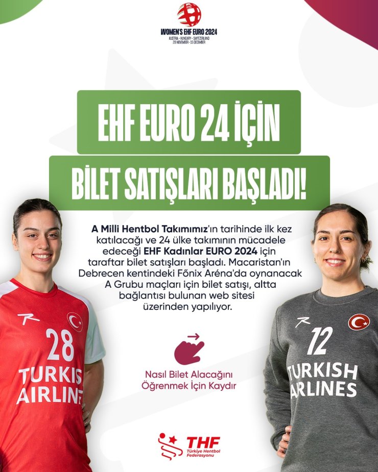 EHF Kadınlar EURO 2024 için bilet satışları başladı