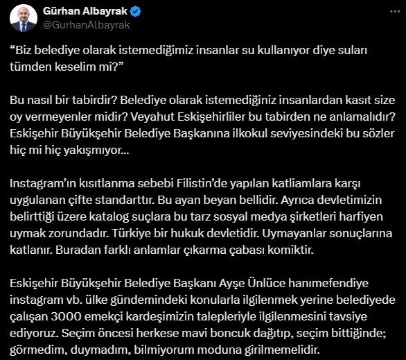 Belediye başkanının yaptığı paylaşımına tepkiler büyüyor