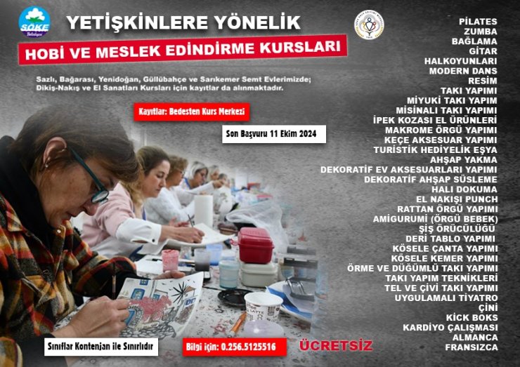 Söke Belediyesi’nin yetişkinlere yönelik yeni dönem kurs kayıtları başladı