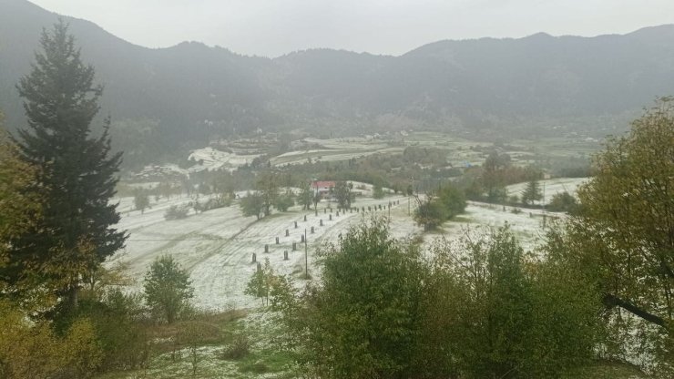 Dolu yağışı Artvin’i beyaz örtüyle kapladı