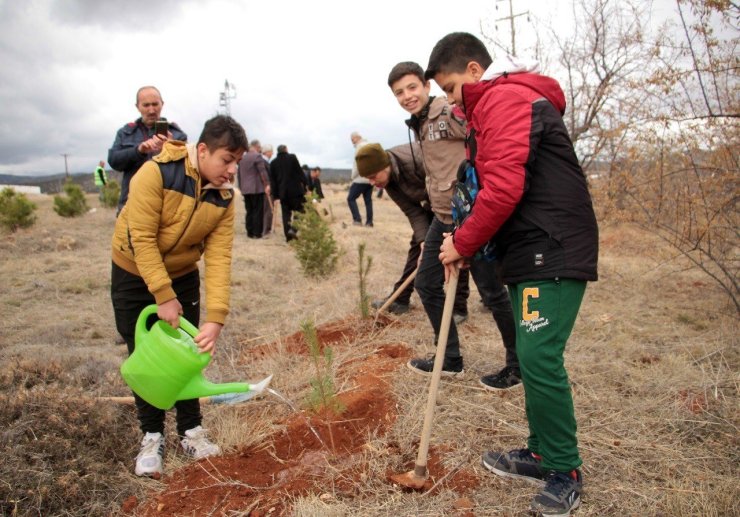 Beyşehir’de öğretmenler için fidanlar toprakla buluşturuldu