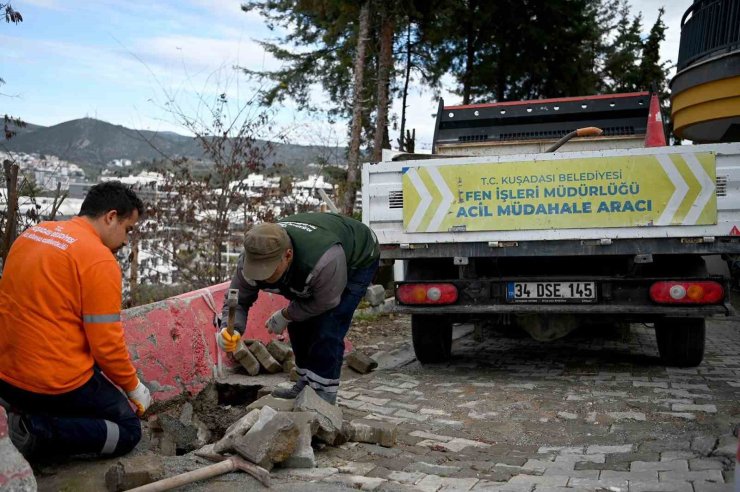 Kuşadası Belediyesi Acil Müdahale Birimi sorunları çözüme kavuşturuyor