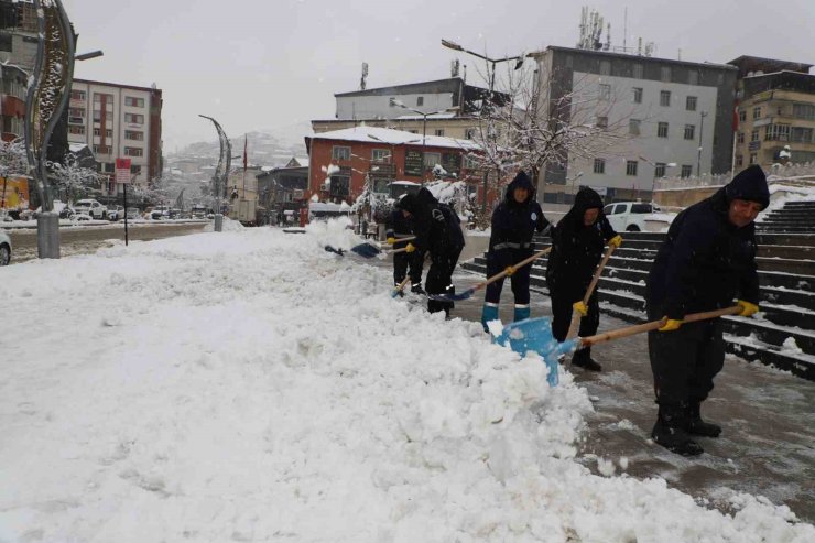 Hakkari Belediyesinin kar timleri görev başında