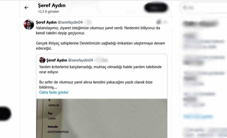 Kaymakam Aydın: "Vatandaşımız, ziyaret isteğimize olumsuz cevap verdi"