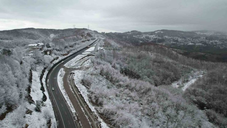 Zonguldak’ta kar manzarası havadan görüntülendi