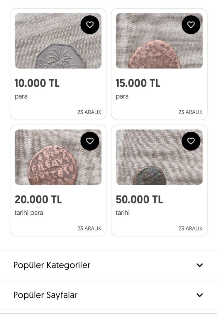 Tarihi sikkeleri internet üzerinden satışa çıkardılar