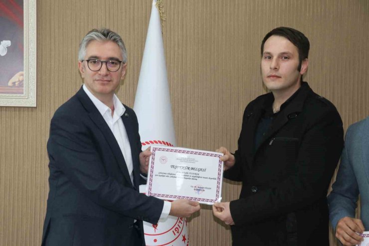 Hayat kurtaran personele teşekkür belgesi